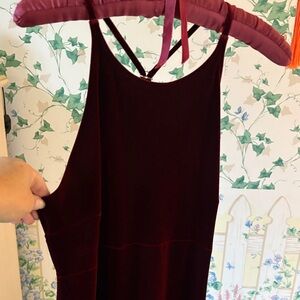 Bill Levkoff Deep Red Velvet Dress